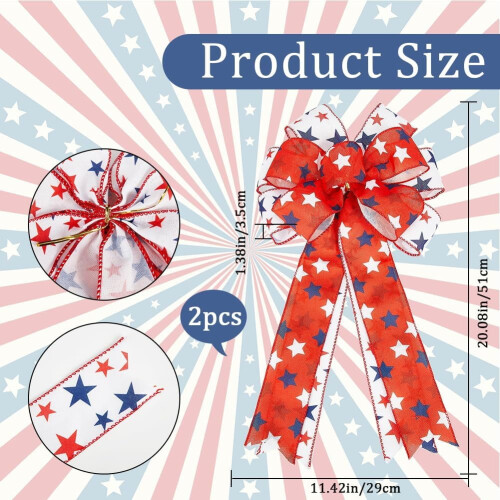 American Flag Burlap Wreath Bow Set 2 pcs 1