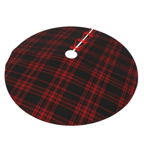 Christmas Tree Skirt Plaid 48 Inch Thick Rustic Decor 1