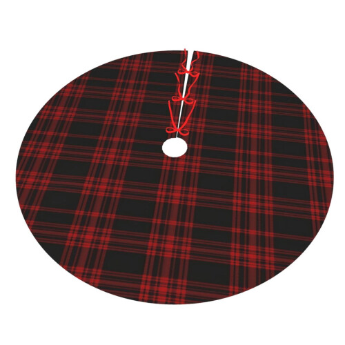 Christmas Tree Skirt Plaid 48 Inch Thick Rustic Decor 2