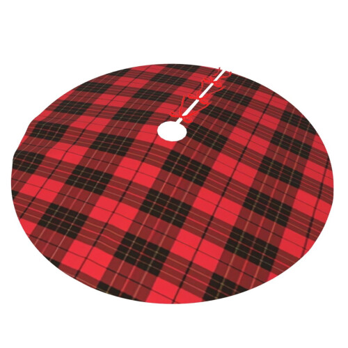 Christmas tree skirt plaid 48 inch thick rustic holiday 1