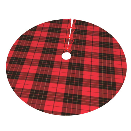 Christmas tree skirt plaid 48 inch thick rustic holiday 2