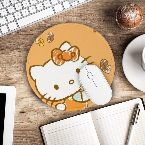 Hello Kitty animated mouse pad round non-slip desk pad 2