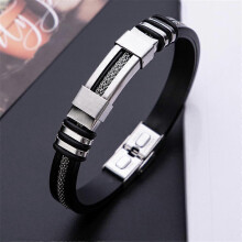 (02 length 21cm) Stainless Steel Bracelet Men Black Wrist Band Bangles Jewelry Accessories Gift Bracelets Women Casual