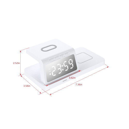 Wireless Charging Station with Digital Alarm Clock 15W White 2