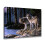 Two Wolves on River Bank Forest Wall Art Canvas Poster 2