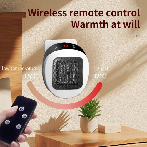 Ceramic Heater Wall-Mounted 600W with Thermostat Timer LED 2