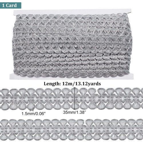 Metallic Gimp Braid Lace Trim 13 Yards Silver 1