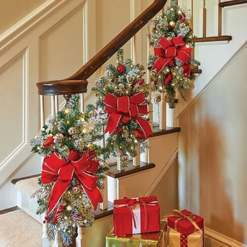 Christmas candy cane wreath artificial stairway decoration 1