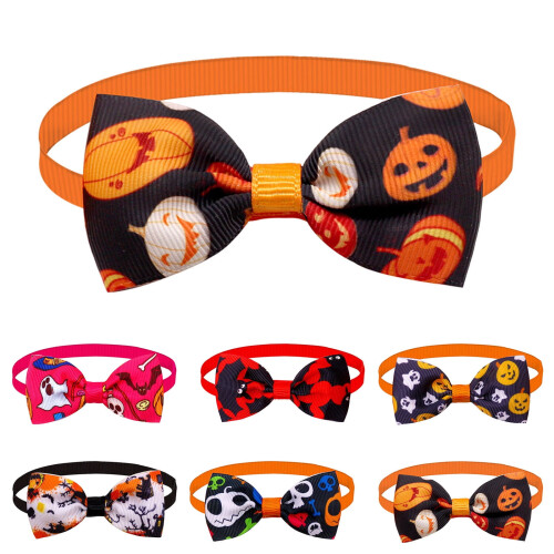 Pet Bow Tie Festive Pumpkin Bat Pattern 1 Piece 2