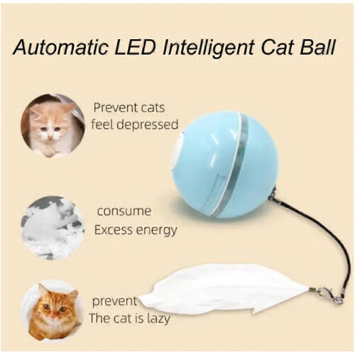 (White) Automatic LED Intelligent Cat Ball, Interactive Cat Toys Ball with LED Light 2