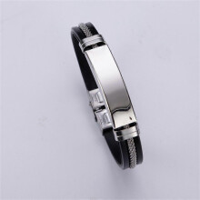 (06 length 21cm) Stainless Steel Bracelet Men Black Wrist Band Bangles Jewelry Accessories Gift Bracelets Women Casual