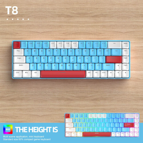 Jacenvly 68-key mechanical keyboard with blue switches and 1