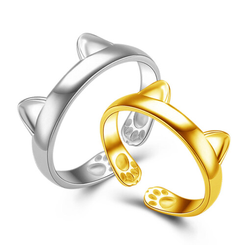 Jacenvly gold-plated ear cuff thumb ring, sterling silver, 2