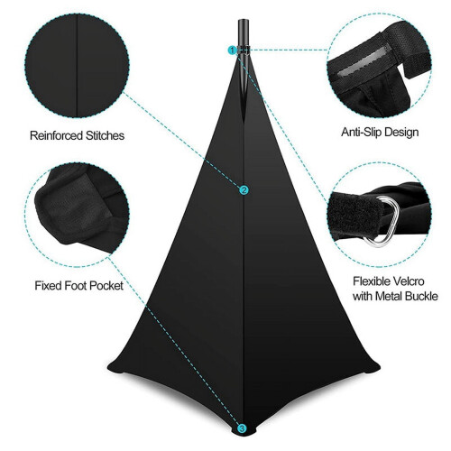 Speaker Stand Cover Black 360 Fit 4 Pack 1