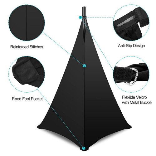 Speaker Stand Cover Black 360-Degree 2-Pack 2