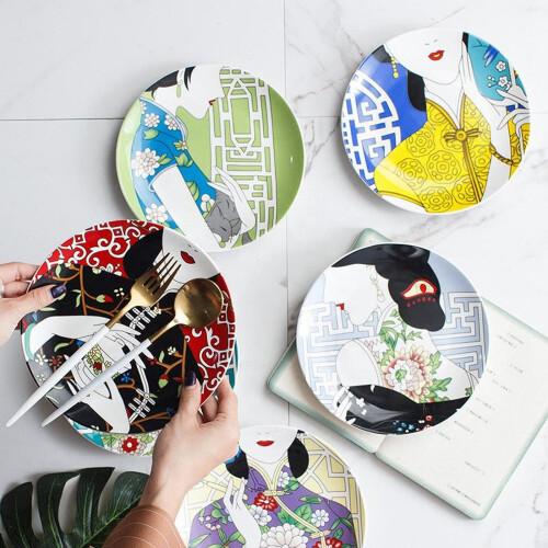 Ceramic Plate Asian Style 8 Inch 2
