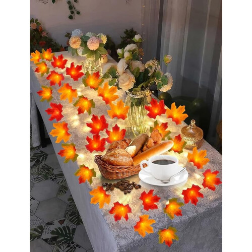 Maple Leaves Garland 20ft with 40 LED Lights 1