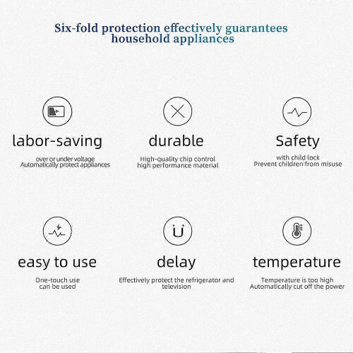 (FR) Automatic Voltage Protector Socket Switcher Power Surge Safe Protector Socket 2