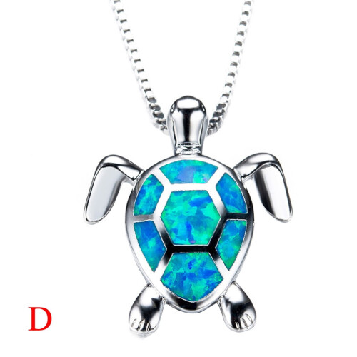 Jacenvly women's opal turtle pendant necklace 1
