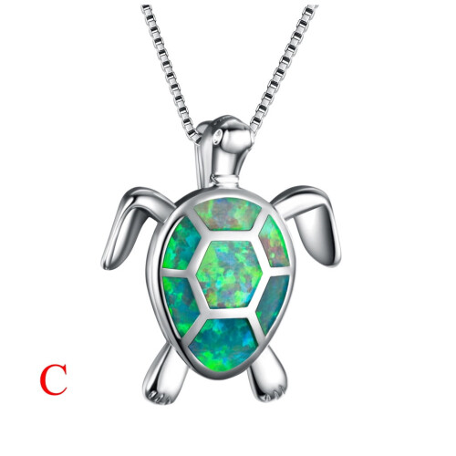 Jacenvly women's opal turtle pendant necklace 2