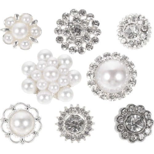 Women's Pearl Sewing Buttons Alloy 8pcs 1