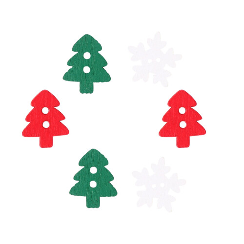 White Christmas Wooden Buttons Snowflake Tree 150 pcs 1