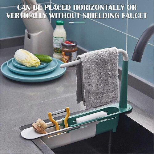 (black) Updated Telescopic Sink Storage Rack, Telescopic Sink Storage Rack Adjustable 1