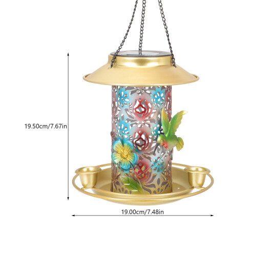Hummingbird feeder solar-powered hanging 1 piece 2