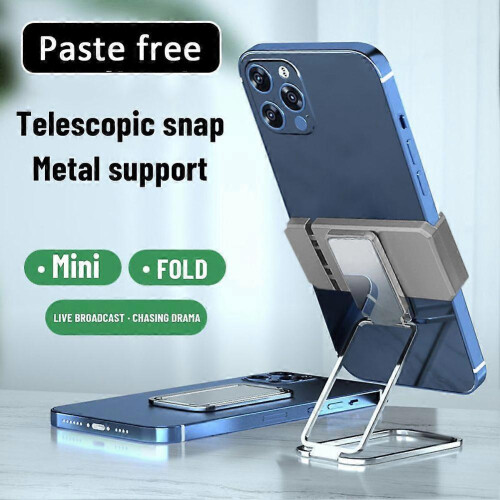 (Silver) New Upgraded Back Clip Type 360 Folding Bracket, Cell Phone Stand 1