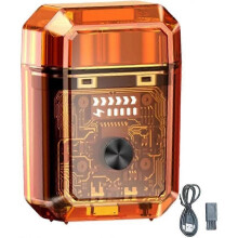 (Orange) Mini Transparent Body Dual Head Magnetic Electric Shaver