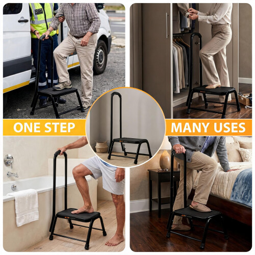 NON SLIP SAFETY STEP KITCHEN BATH STOOL MOBILITY SUPPORT PLATFORM HANDRAIL AID 1