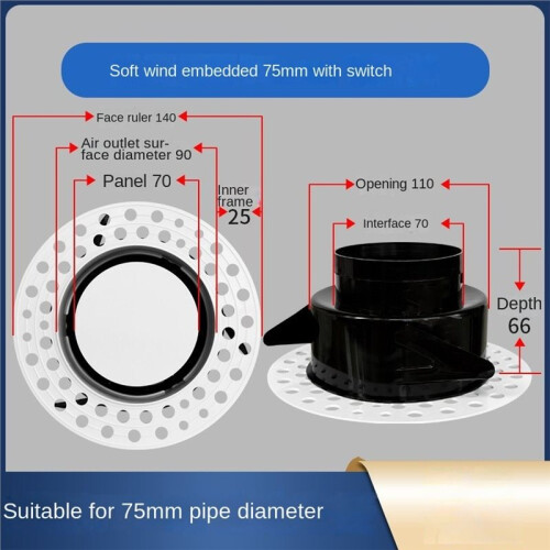 Adjustable Round Air Conditioning Outlet Vent Diffuser Ceiling Flush Mount Central Air Vent Cover for Home Hvac 75mm 2
