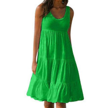(2xl, Green) Womens Summer Smock Dress Ladies Holiday Beach Casual Loose Frill Mini Sundress