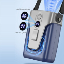 USB Handheld Fan Clip- 3.7V/1.2A Small Air Conditioner Bladeless 12000mAh Power Bank 3-Gear Wind Mute Space Gray