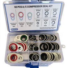 60 PCS A/C System Compressor Gasket Seals, 9 Sizes Automotive AC Port Seal Washer Kit for Universal Repairs