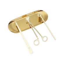 (Straight shield, Gold) Wick Trimmer Snuffer Candle Differ Tray Scissors Candle Care Kit Luxury Scented Candles Accessory