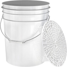 Secchio per Detailing per Lavaggio Auto con Setaccio Capiente Bianco 20L — accessori lavaggio, lavaggio auto manuale