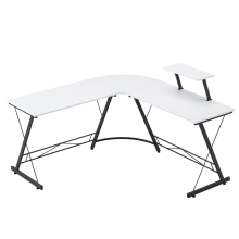 L-Shaped Corner Computer Desk Office Desk with Gaming Shelf School White — white corner desk, l shape desk