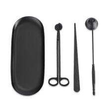 (Horn bell, Black) Wick Trimmer Snuffer Candle Differ Tray Scissors Candle Care Kit Luxury Scented Candles Accessory