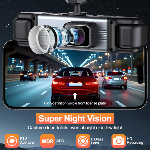 Car Dash Cam G-Sensor 360° 4 Channel 1080HD Night Vision 2