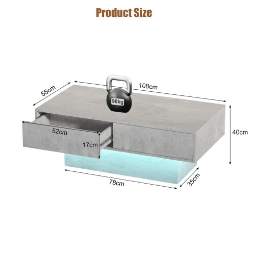 Modern Grey LED Coffee Table 1