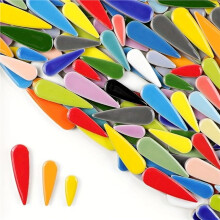 2X 100g Pack Droplet-Shaped Ceramic Mosaic Tiles, DIY Handmade Colorful Irregular Shaped Ceramic Pieces for Crafting