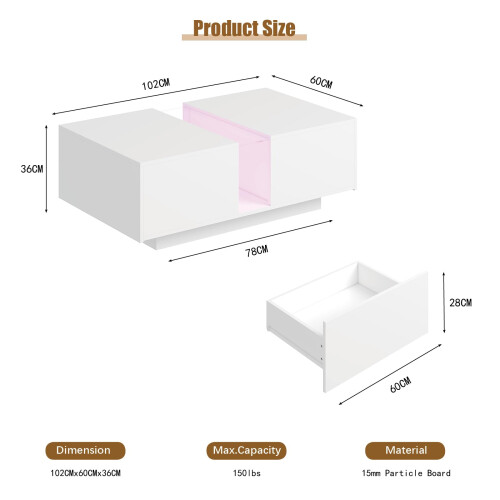 White Led Coffee Table for Living Room 1