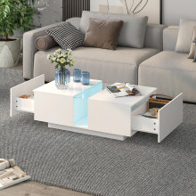 White Led Coffee Table for Living Room