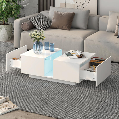 White Led Coffee Table for Living Room