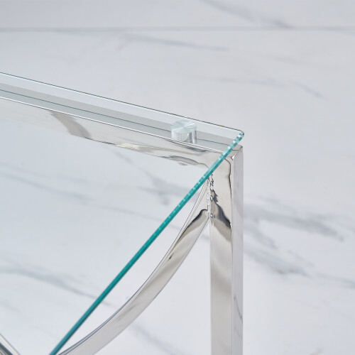 AINPECCA 3Pcs Nesting Table Sets Glass End Table Silver 2