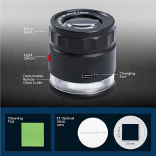 4pcs Loupe Magnifier 10x,Rechargeable Magnifying Glass with LED Light and Scale, Adjustable Length Magnifier