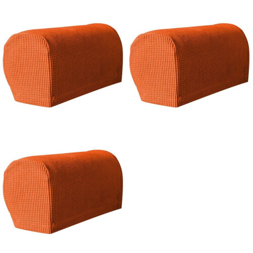 6PCS Soft Stretch Plush Armrest Covers, Stretch Armrest Covers for Chairs/Sofas, Couch Arm Covers,Orange 1