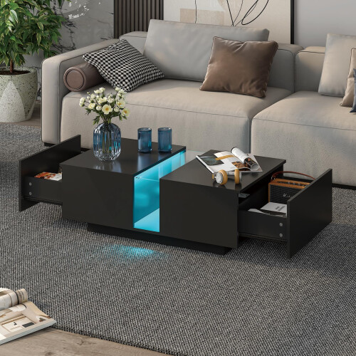 Black Led Coffee Table for Living Room