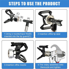 Airless Paint Set, 6 Airless Paint Double Sided Nozzles, 2 Nozzle Guards and 6 Filters for Construction, Fence Black